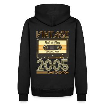 18 Birthday Man Woman Cassette May Vintage 2005 - Sweat à capuche Premium bio Homme - noir - Dos - Nico (187cm)