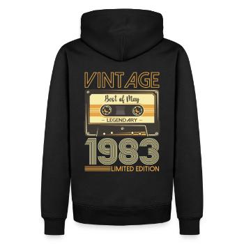 40 Birthday Man Woman Cassette Mai 1983 - Sweat à capuche Premium bio Homme - noir - Dos - Nico (187cm)