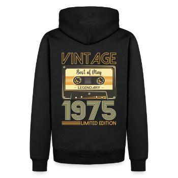 48 Birthday Man Woman Cassette Mai 1975 - Sweat à capuche Premium bio Homme - noir - Dos - Nico (187cm)