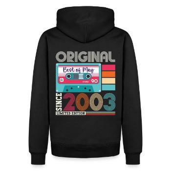 20 Birthday Man Woman Cassette May Vintage 2003 - Sweat à capuche Premium bio Homme - noir - Dos - Nico (187cm)