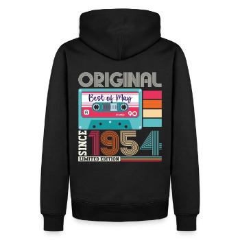 69 Birthday Man Woman Cassette Mai 1954 - Sweat à capuche Premium bio Homme - noir - Dos - Nico (187cm)