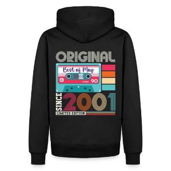 22 Anniversaire Homme Femme Cassette Mai Vintage 2001 - Sweat à capuche Premium bio Homme - noir - Dos - Nico (187cm)