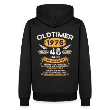 48. Geburtstag Mann Oldtimer Jahrgang 1975 Orange - Männer Premium Bio Hoodie - Schwarz - Hinten - Nico (187cm)
