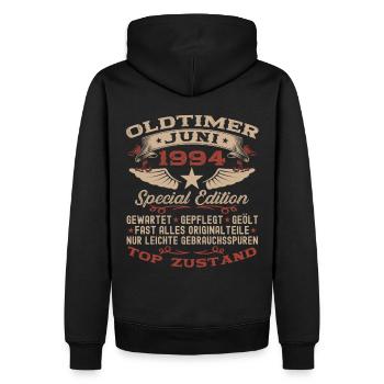 29. Geburtstag Mann Juni Jahrgang 1994 Oldtimer - Männer Premium Bio Hoodie - Schwarz - Hinten - Nico (187cm)
