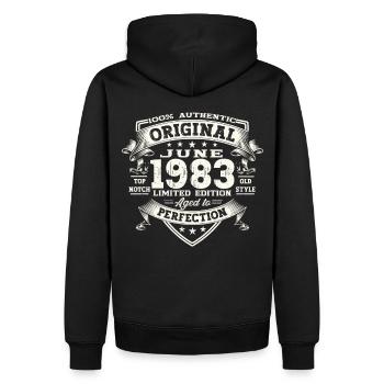 40th Birthday Man June Year 1983 Original - Men’s Premium Organic Hoodie - black - Back - Nico (187cm)