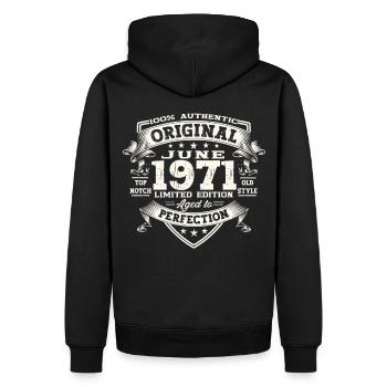 52. Geburtstag Mann Juni Jahrgang 1971 Original - Männer Premium Bio Hoodie - Schwarz - Hinten - Nico (187cm)