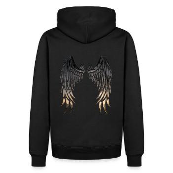 Engelsflügel / Skrzydła Anioła - Männer Premium Bio Hoodie - Schwarz - Hinten - Nico (187cm)