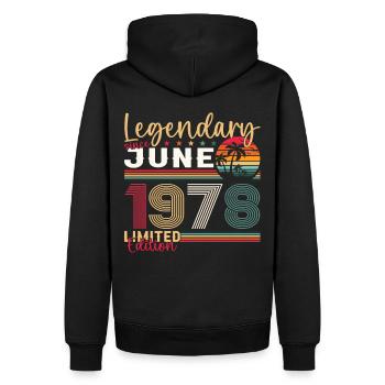 45ème Anniversaire Juin Millésime 1978 Légendaire - Sweat à capuche Premium bio Homme - noir - Dos - Nico (187cm)
