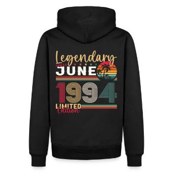 29. Geburtstag Juni Jahrgang 1994 Legendary - Männer Premium Bio Hoodie - Schwarz - Hinten - Nico (187cm)