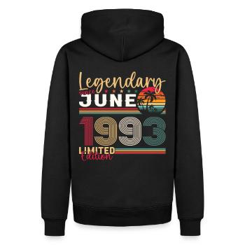30. Geburtstag Juni Jahrgang 1993 Legendary - Männer Premium Bio Hoodie - Schwarz - Hinten - Nico (187cm)