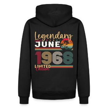 55ème Anniversaire Juin Millésime 1968 Légendaire - Sweat à capuche Premium bio Homme - noir - Dos - Nico (187cm)