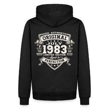 40th Birthday Man Original July Vintage 1983 - Men’s Premium Organic Hoodie - black - Back - Nico (187cm)