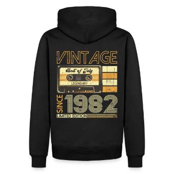 41ème Anniversaire Homme Original Juillet Millésime 1982 - Sweat à capuche Premium bio Homme - noir - Dos - Nico (187cm)
