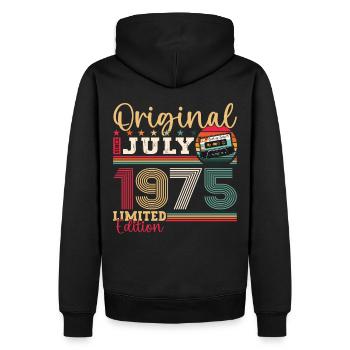 48. Geburtstag Mann Juli Jahrgang 1975 Kassette - Männer Premium Bio Hoodie - Schwarz - Hinten - Nico (187cm)