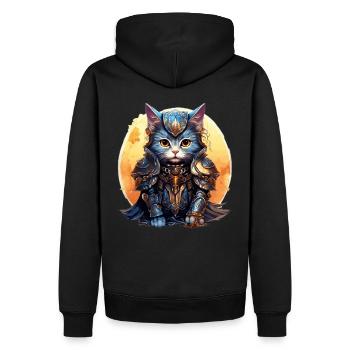 Chat en armure de chevalier,Ai Gen - Sweat à capuche Premium bio Homme - noir - Dos - Nico (187cm)