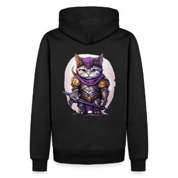 Chat en équipement de chevalier avec épée longue, AI Gen - Sweat à capuche Premium bio Homme - noir - Dos - Nico (187cm)