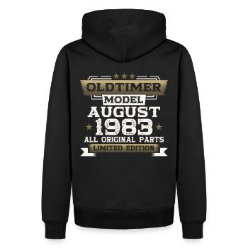 40th Birthday Man Oldtimer August Vintage 1983 - Men’s Premium Organic Hoodie - black - Back - Nico (187cm)