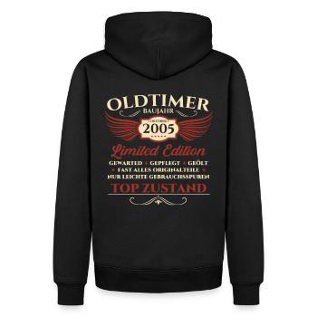 18. Geburtstag Oldtimer Oktober Jahrgang 2005 - Männer Premium Bio Hoodie - Schwarz - Hinten - Nico (187cm)