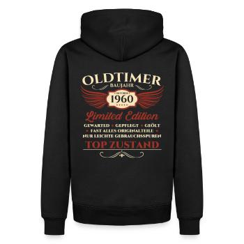 63. Geburtstag Oldtimer Oktober Jahrgang 1960 - Männer Premium Bio Hoodie - Schwarz - Hinten - Nico (187cm)