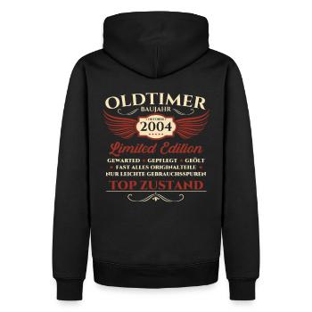 19. Geburtstag Oldtimer Oktober Jahrgang 2004 - Männer Premium Bio Hoodie - Schwarz - Hinten - Nico (187cm)