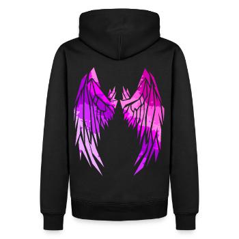 2reborn Wings Engelflügel modern art 14 - Männer Premium Bio Hoodie - Schwarz - Hinten - Nico (187cm)