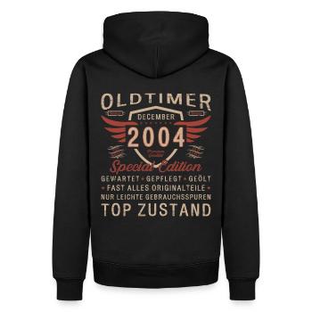 19. Geburtstag Oldtimer Dezember Jahrgang 2004 - Männer Premium Bio Hoodie - Schwarz - Hinten - Nico (187cm)