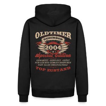 19. Geburtstag Oldtimer Dezember Jahrgang 2004 - Männer Premium Bio Hoodie - Schwarz - Hinten - Nico (187cm)
