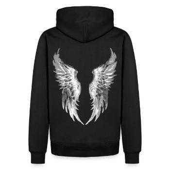 2reborn Wings Engel stab 3 - Männer Premium Bio Hoodie - Schwarz - Hinten - Nico (187cm)