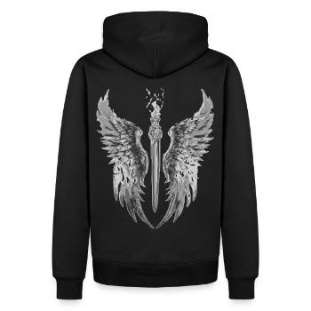 2reborn Wings Engel stab 4 - Männer Premium Bio Hoodie - Schwarz - Hinten - Nico (187cm)