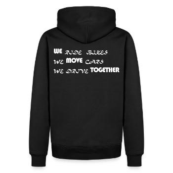 WE MOVE TOGETHER - Männer Premium Bio Hoodie - Schwarz - Hinten - Nico (187cm)