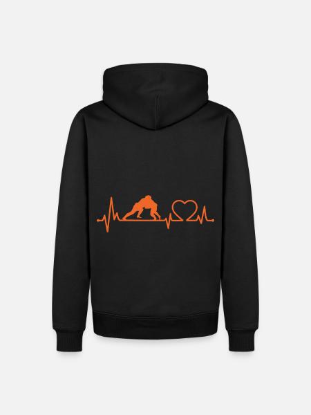 Sumo-Herzschlag - Männer Premium Bio Hoodie - Schwarz