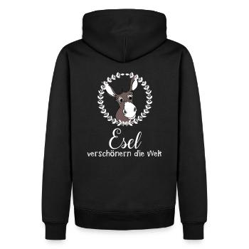 Esel verschönern die Welt - Männer Premium Bio Hoodie - Schwarz - Hinten - Nico (187cm)