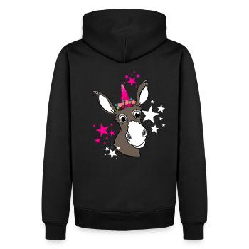 donkey unicorn - niedlicher Esel mit Einhorn - Männer Premium Bio Hoodie - Schwarz - Hinten - Nico (187cm)