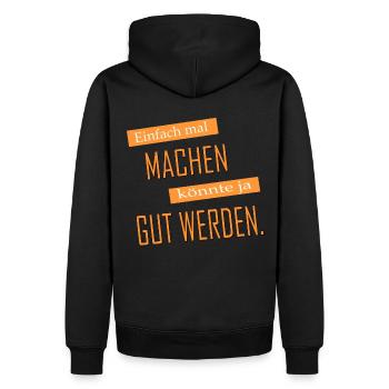 Einfach mal machen | Yolo-Artwork - Männer Premium Bio Hoodie - Schwarz - Hinten - Nico (187cm)