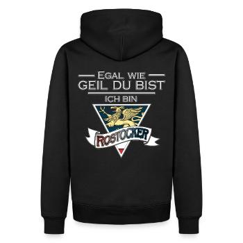 Geile Rostocker | Yolo-Artwork - Männer Premium Bio Hoodie - Schwarz - Hinten - Nico (187cm)