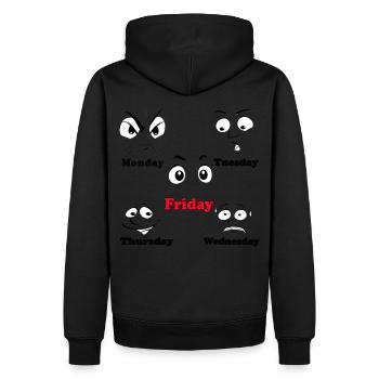 Ma semaine de travail drôle de plaisir Visages - Sweat à capuche Premium bio Homme - noir - Dos - Nico (187cm)