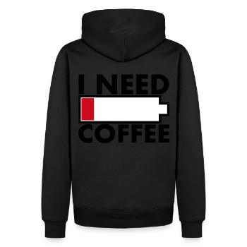 Lustig ich brauche Kaffee lustige Geschenkidee - Männer Premium Bio Hoodie - Schwarz - Hinten - Nico (187cm)