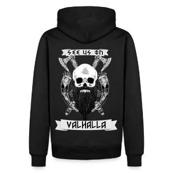 Rendez-vous à valhalla - Sweat à capuche Premium bio Homme - noir - Dos - Nico (187cm)