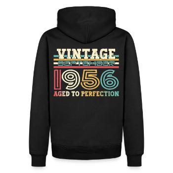 Septembre Né 1956 Cadeau du 66e anniversaire - Sweat à capuche Premium bio Homme - noir - Dos - Nico (187cm)