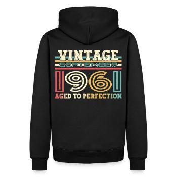 Septembre Né 1961 61ème anniversaire Cadeau - Sweat à capuche Premium bio Homme - noir - Dos - Nico (187cm)