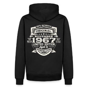 Original November 1967 55th birthday gift - Men’s Premium Organic Hoodie - black - Back - Nico (187cm)