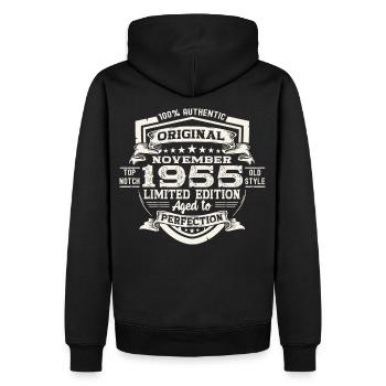 Original novembre 1955 67e anniversaire cadeau - Sweat à capuche Premium bio Homme - noir - Dos - Nico (187cm)