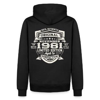 Original November 1981 41st birthday gift - Men’s Premium Organic Hoodie - black - Back - Nico (187cm)