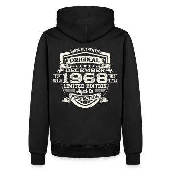 Original December 1968 54th Birthday Gift - Men’s Premium Organic Hoodie - black - Back - Nico (187cm)
