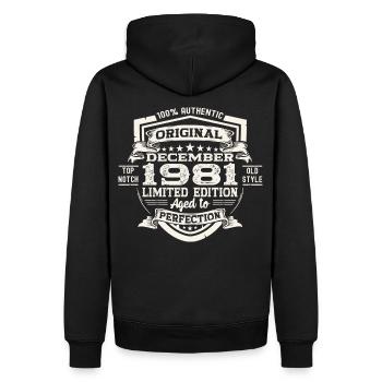 Original December 1981 41st birthday gift - Men’s Premium Organic Hoodie - black - Back - Nico (187cm)