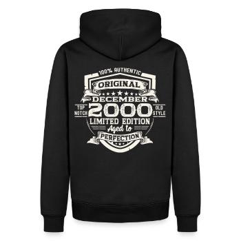 Cadeau original pour le 22e anniversaire de décembre 2000 - Sweat à capuche Premium bio Homme - noir - Dos - Nico (187cm)