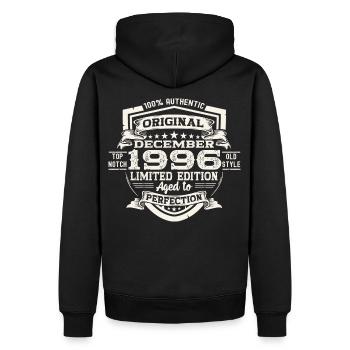 Original December 1996 26th Birthday Gift - Men’s Premium Organic Hoodie - black - Back - Nico (187cm)