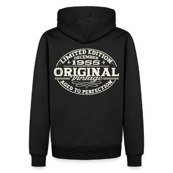 Cadeau original du 67e anniversaire de décembre 1955 - Sweat à capuche Premium bio Homme - noir - Dos - Nico (187cm)