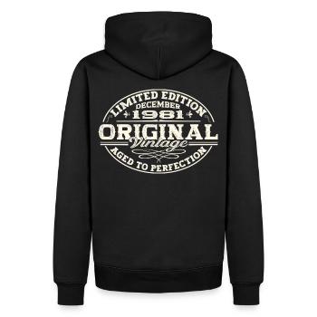 Original December 1981 41st birthday gift - Men’s Premium Organic Hoodie - black - Back - Nico (187cm)