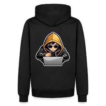 Piratage sur - Sweat à capuche Premium bio Homme - noir - Dos - Nico (187cm)
